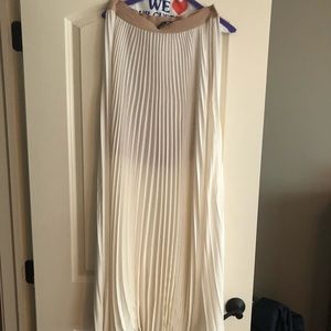 BCBG pleated cream maxi skirt